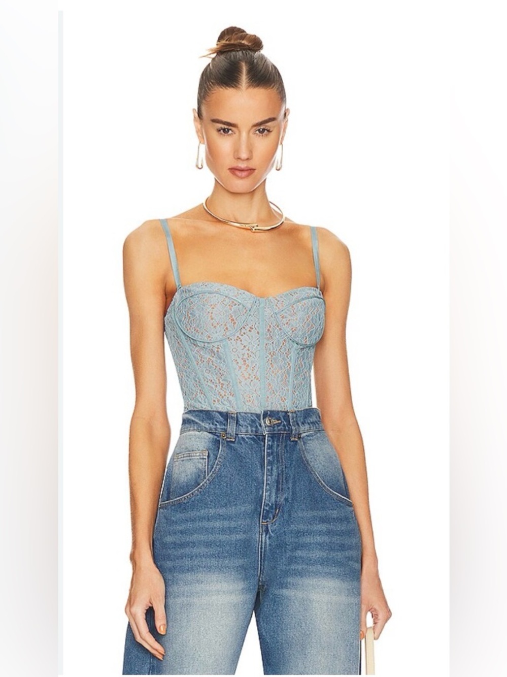 Cami NYC Lace Bodysuit in Light Blue